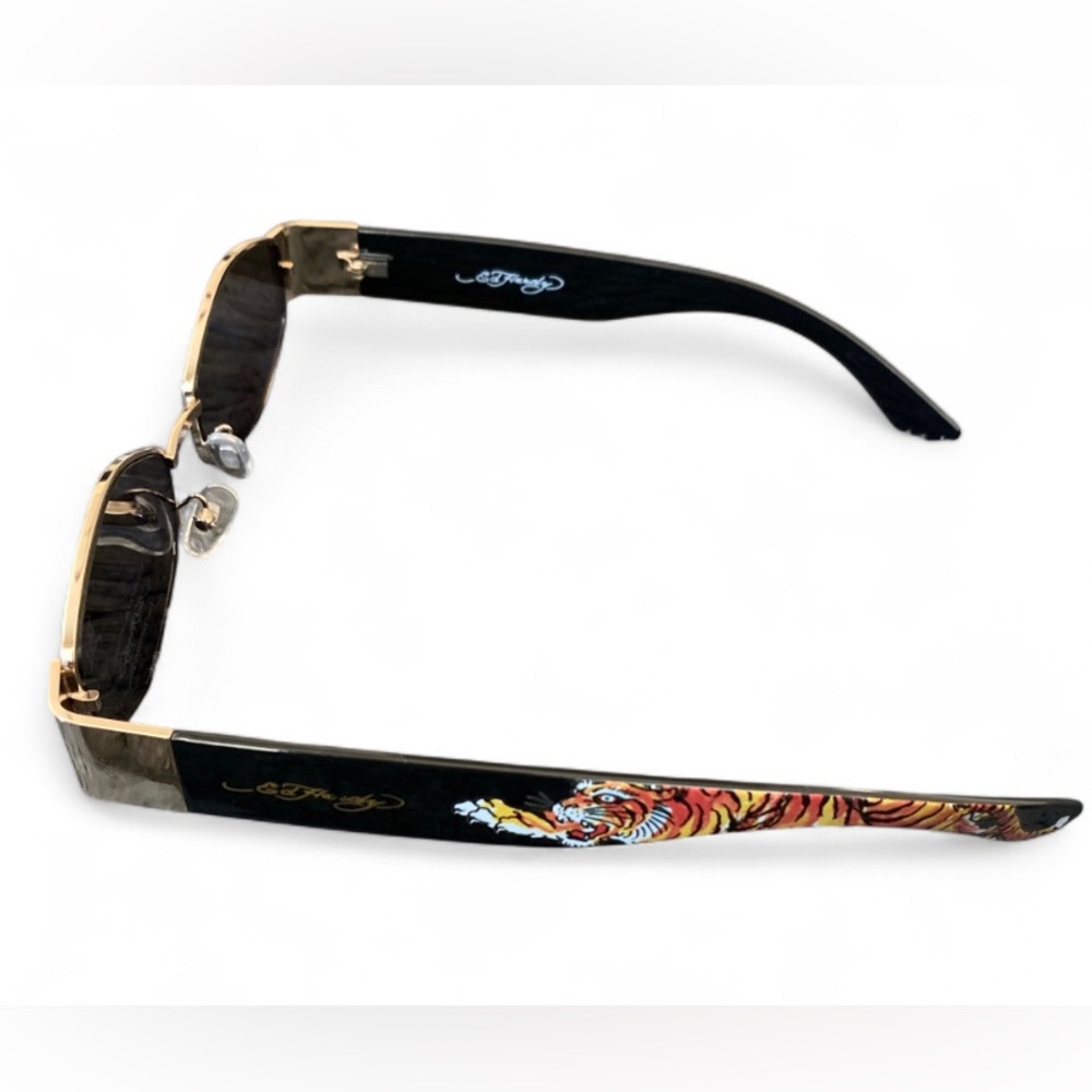 Ed Hardy Black & Gold Sunglasses with Multicolor Tiger Temple